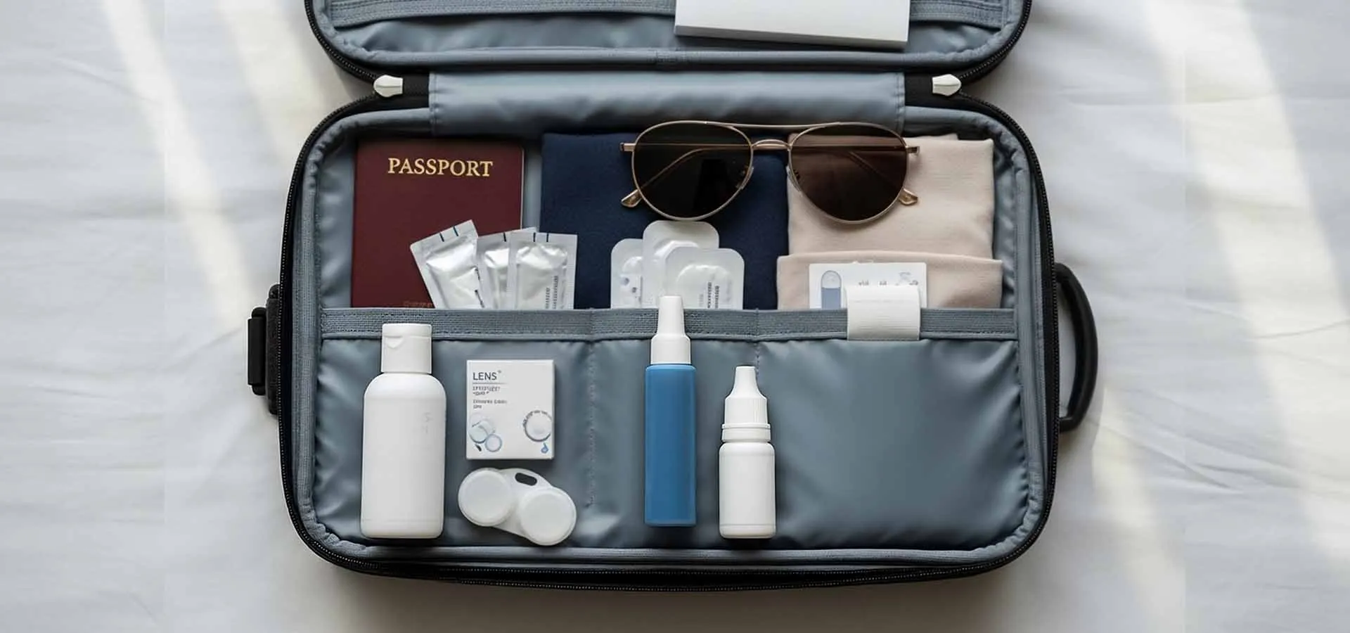 Contact lens care during travel